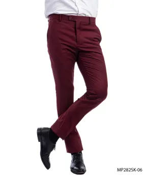 Sean Alexander Burgundy Performance Stretch Skinny Dress Pants For Men