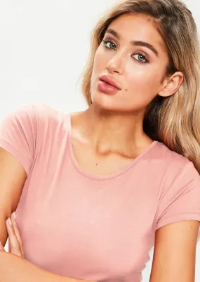 Short Sleeve Crew Neck Midi Bodycon Slip Dress