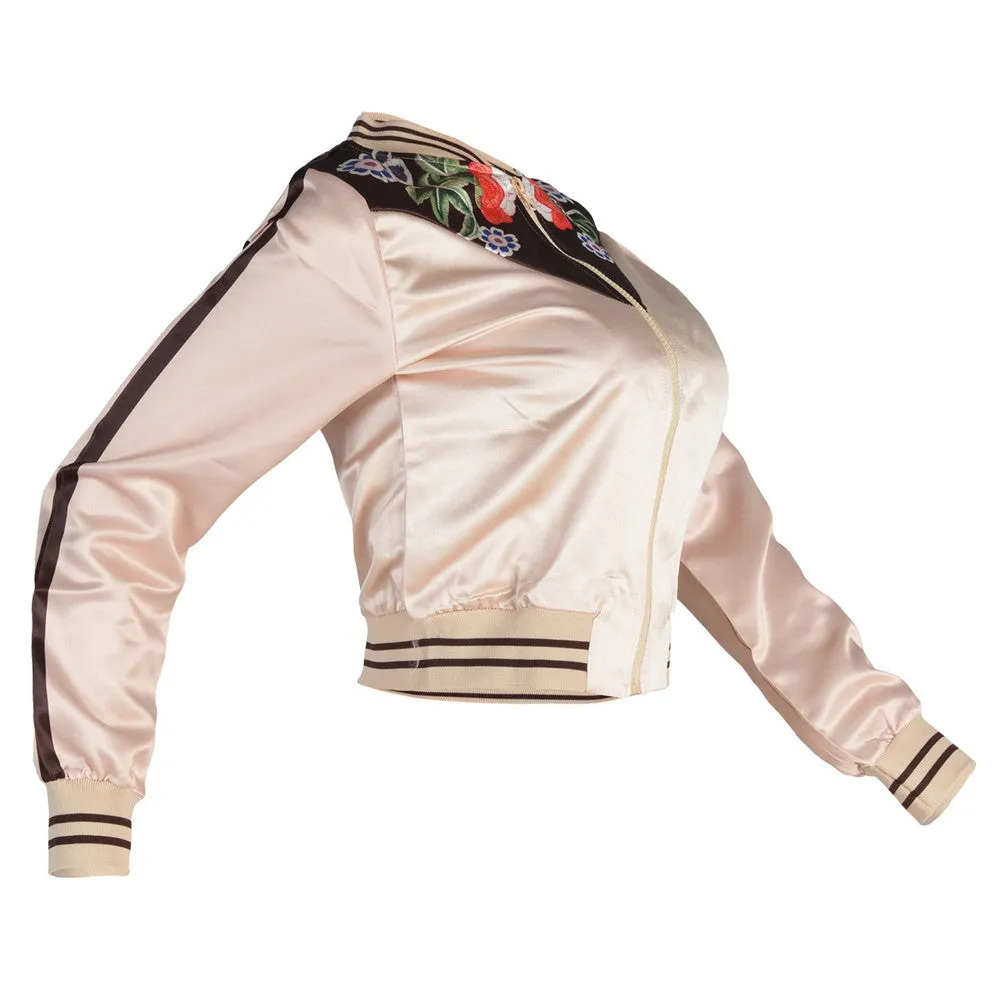 Sidiou Group New Fashion Women Down Jacket Floral Print O-Neck Zipper Long Sleeve Coat Outerwear