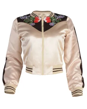 Sidiou Group New Fashion Women Down Jacket Floral Print O-Neck Zipper Long Sleeve Coat Outerwear