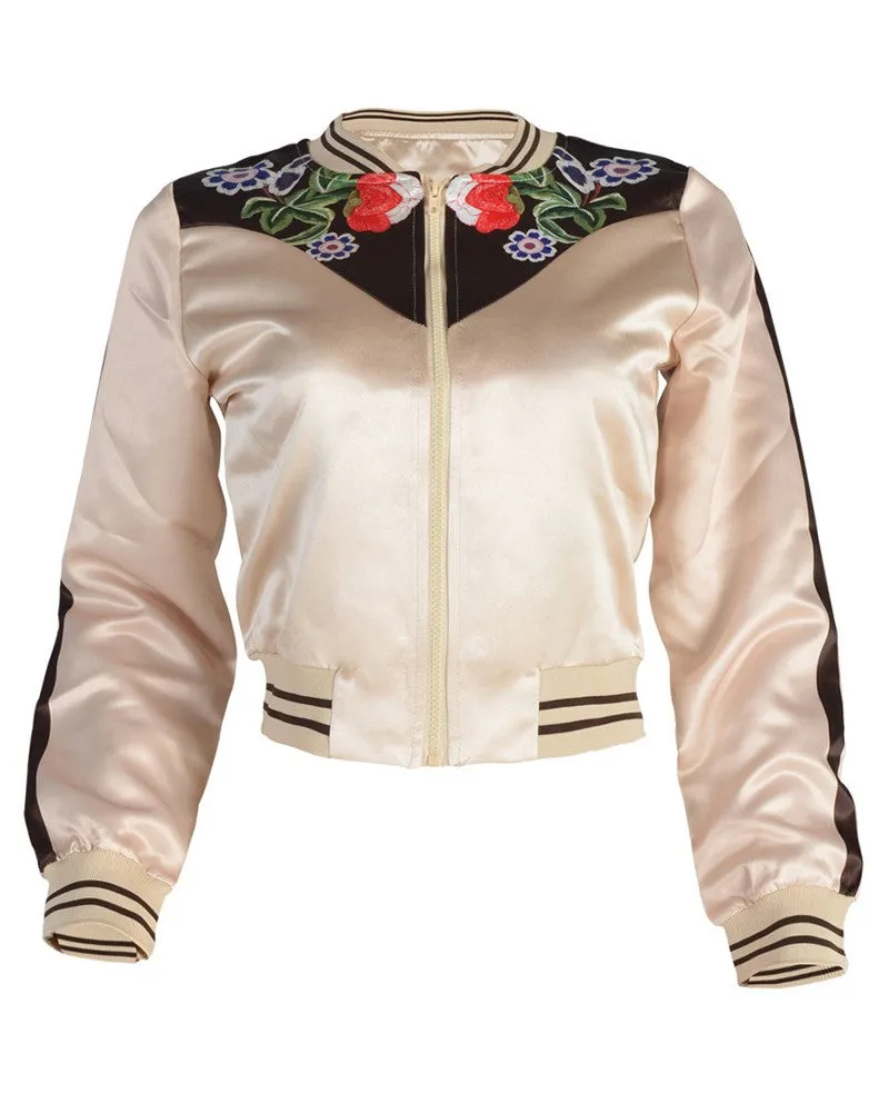 Sidiou Group New Fashion Women Down Jacket Floral Print O-Neck Zipper Long Sleeve Coat Outerwear