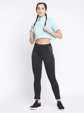 Sky Blue Comfort Fit Turtleneck Crop Top