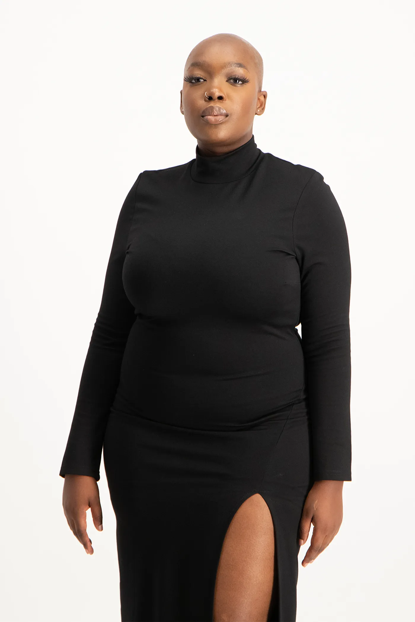 Skylar Turtleneck Bodycon Dress with Slit