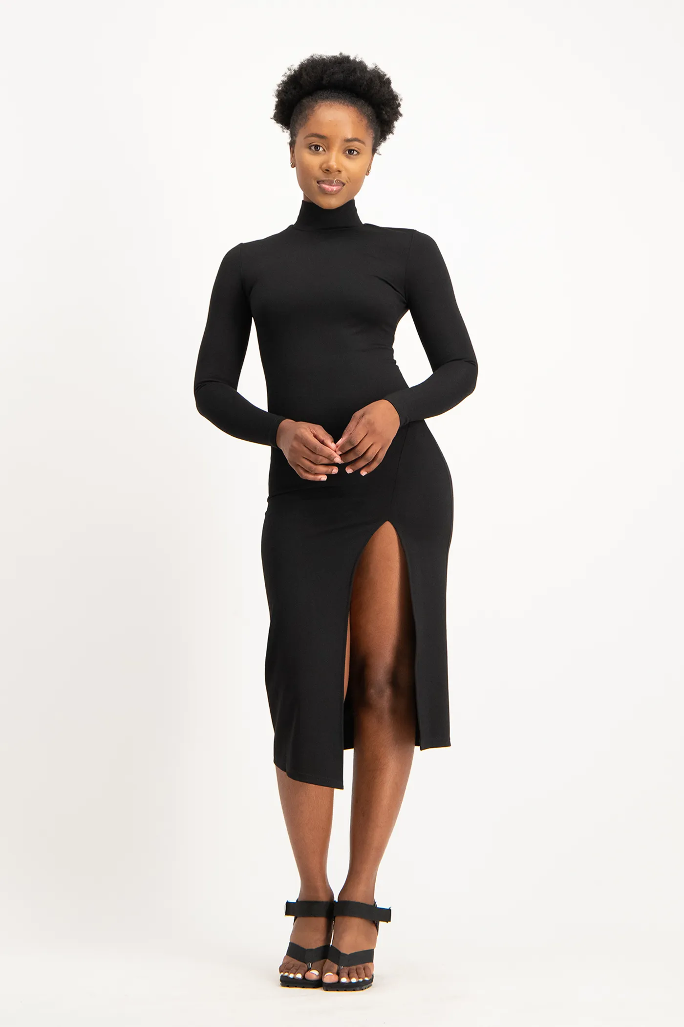 Skylar Turtleneck Bodycon Dress with Slit