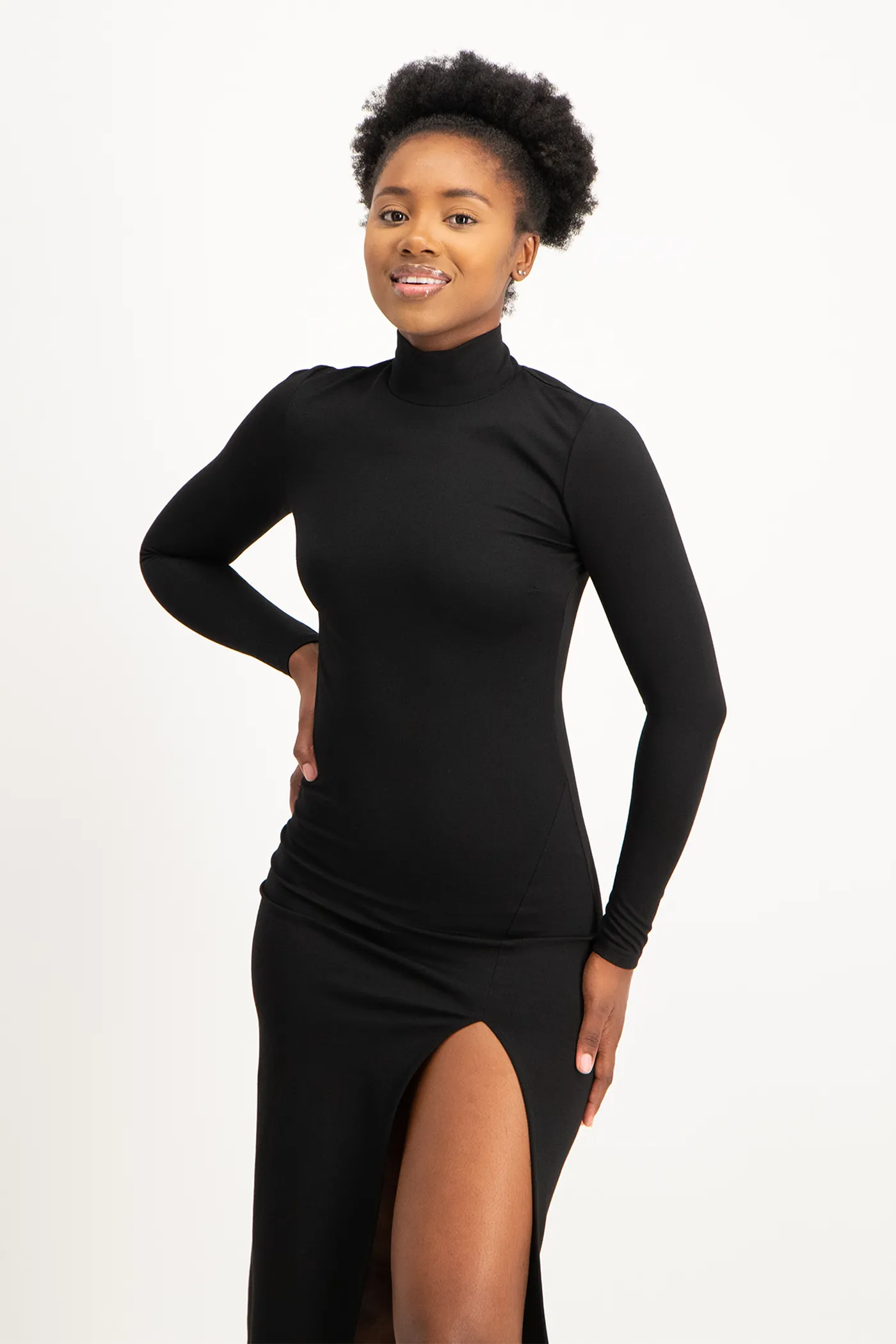 Skylar Turtleneck Bodycon Dress with Slit