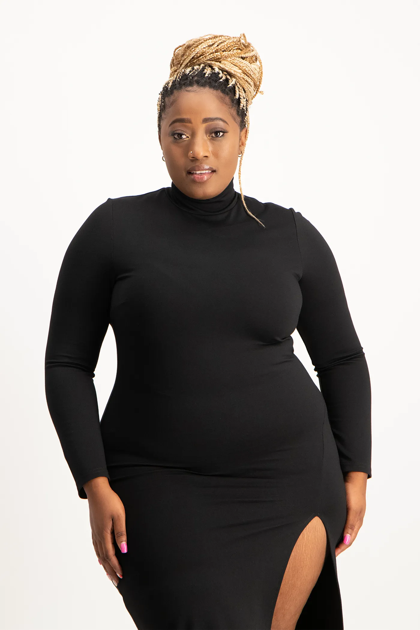 Skylar Turtleneck Bodycon Dress with Slit