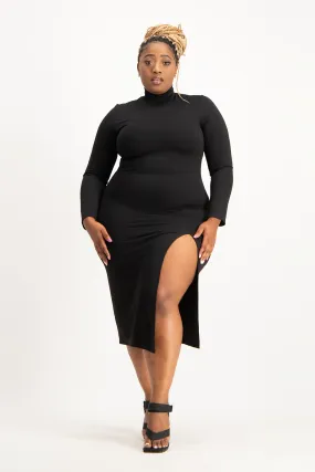 Skylar Turtleneck Bodycon Dress with Slit