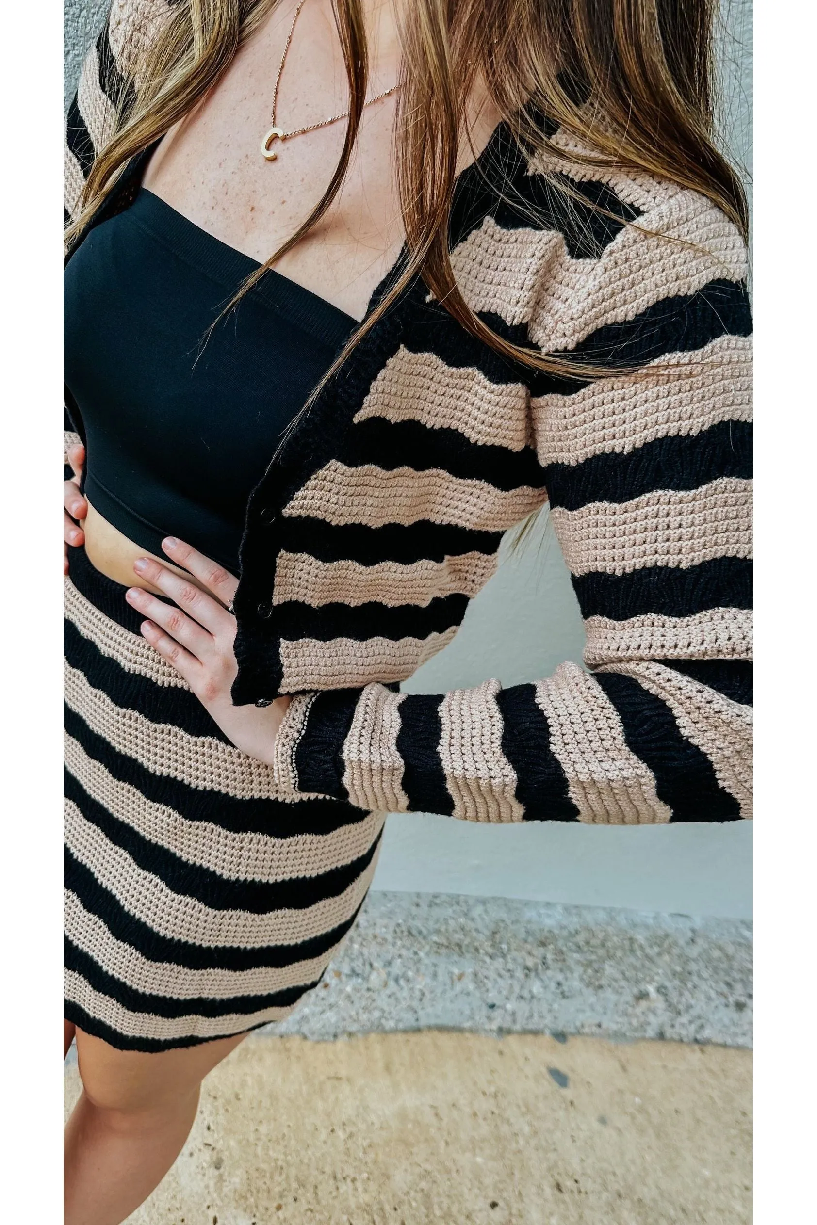 Slay In Stripes Sweater Set
