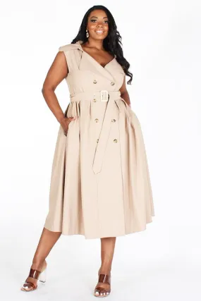 SLEEVELESS MIDI TRENCH DRESS/JACKET