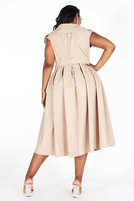 SLEEVELESS MIDI TRENCH DRESS/JACKET
