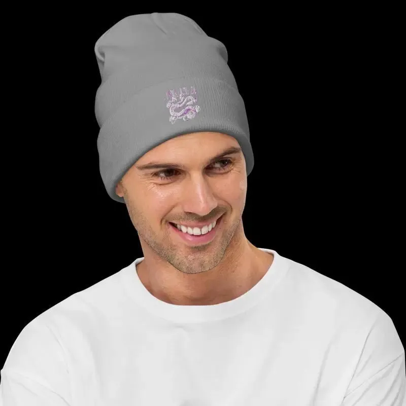 Snake Embroidered Beanie: Cozy Cotton Blend & Stylish Fit