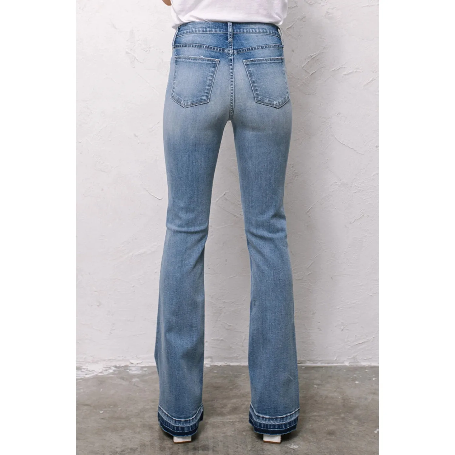 SneakPeek - Midrise Bootcut Jean w/ Distress and Hem Accent
