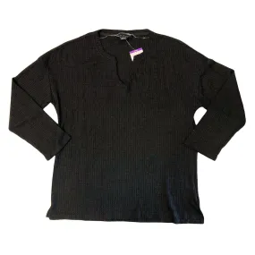Social Standard Women's Long Sleeve Camille Waffle Knit Tunic Top (Black, XXL)