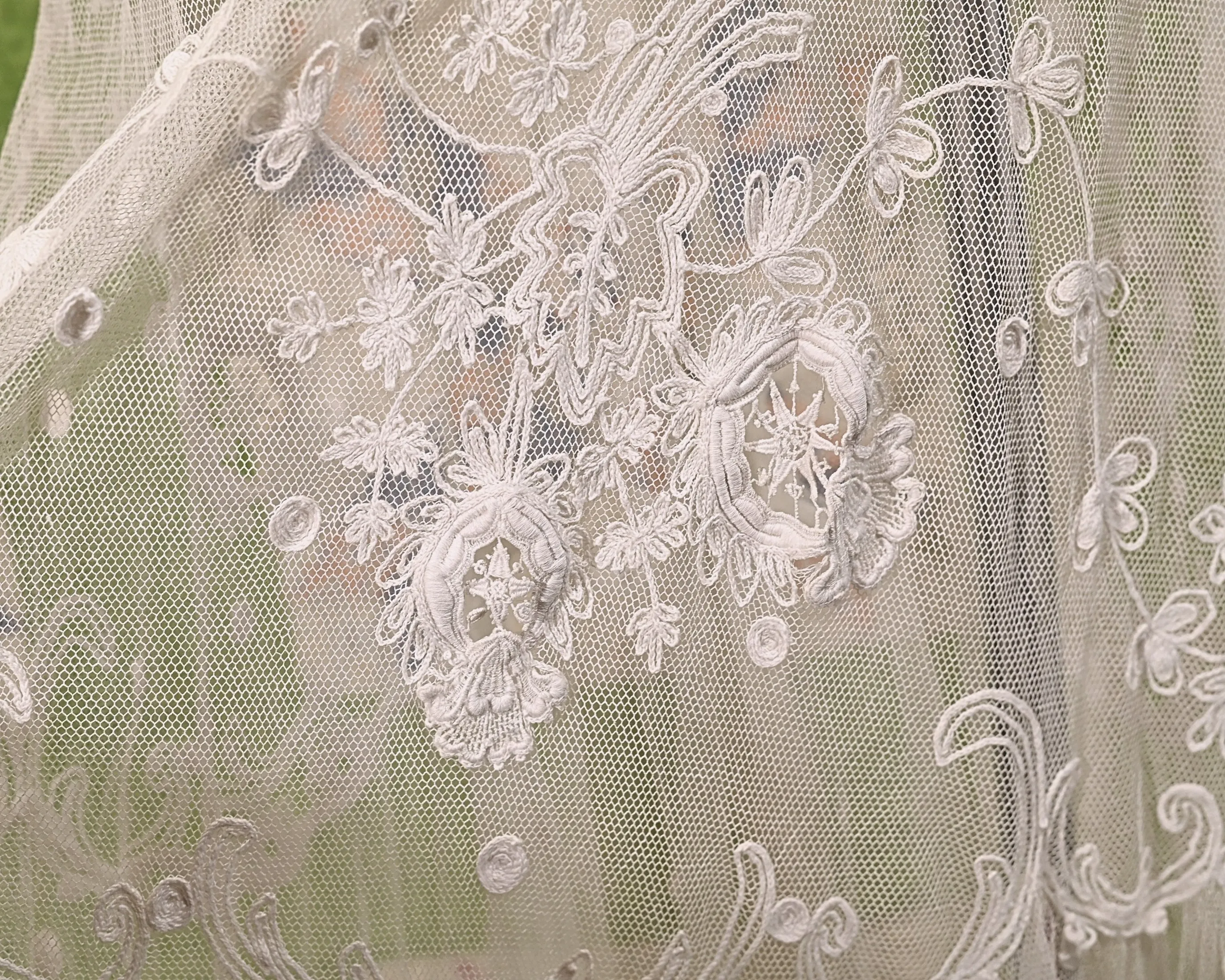 SOLD Antique White Net/Embroidered Lace Edwardian/Victorian Dress XS