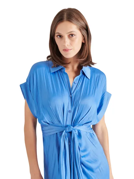 STE Tori Tie-Front Midi Shirtdress