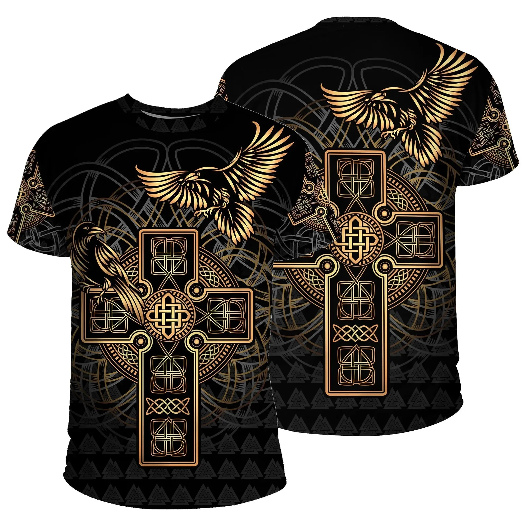 Summer 2025 Men's Oversized 3D Viking Symbol T-Shirt - Street Fashion Plus Size Breathable Top (Up to 6XL)