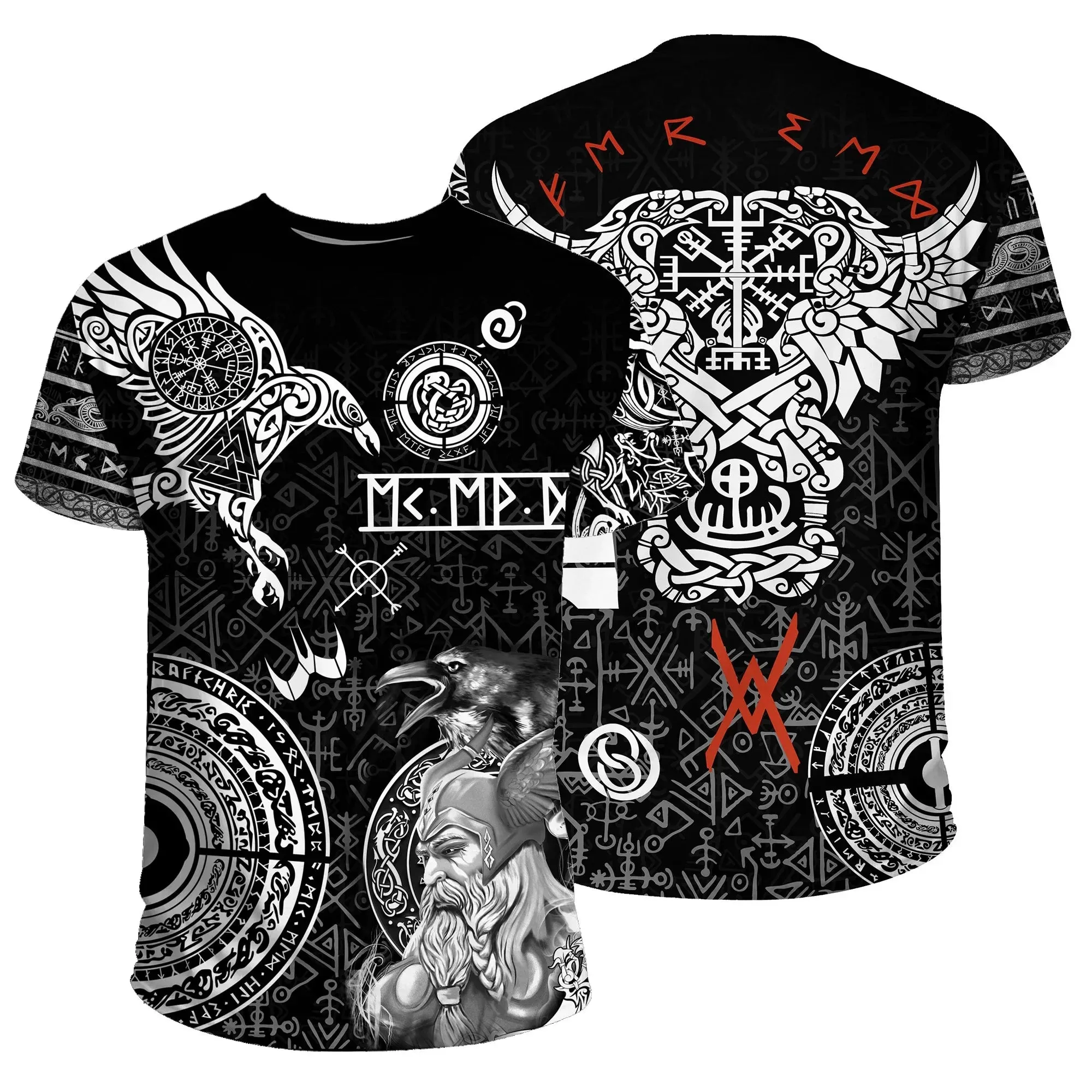 Summer 2025 Men's Oversized 3D Viking Symbol T-Shirt - Street Fashion Plus Size Breathable Top (Up to 6XL)