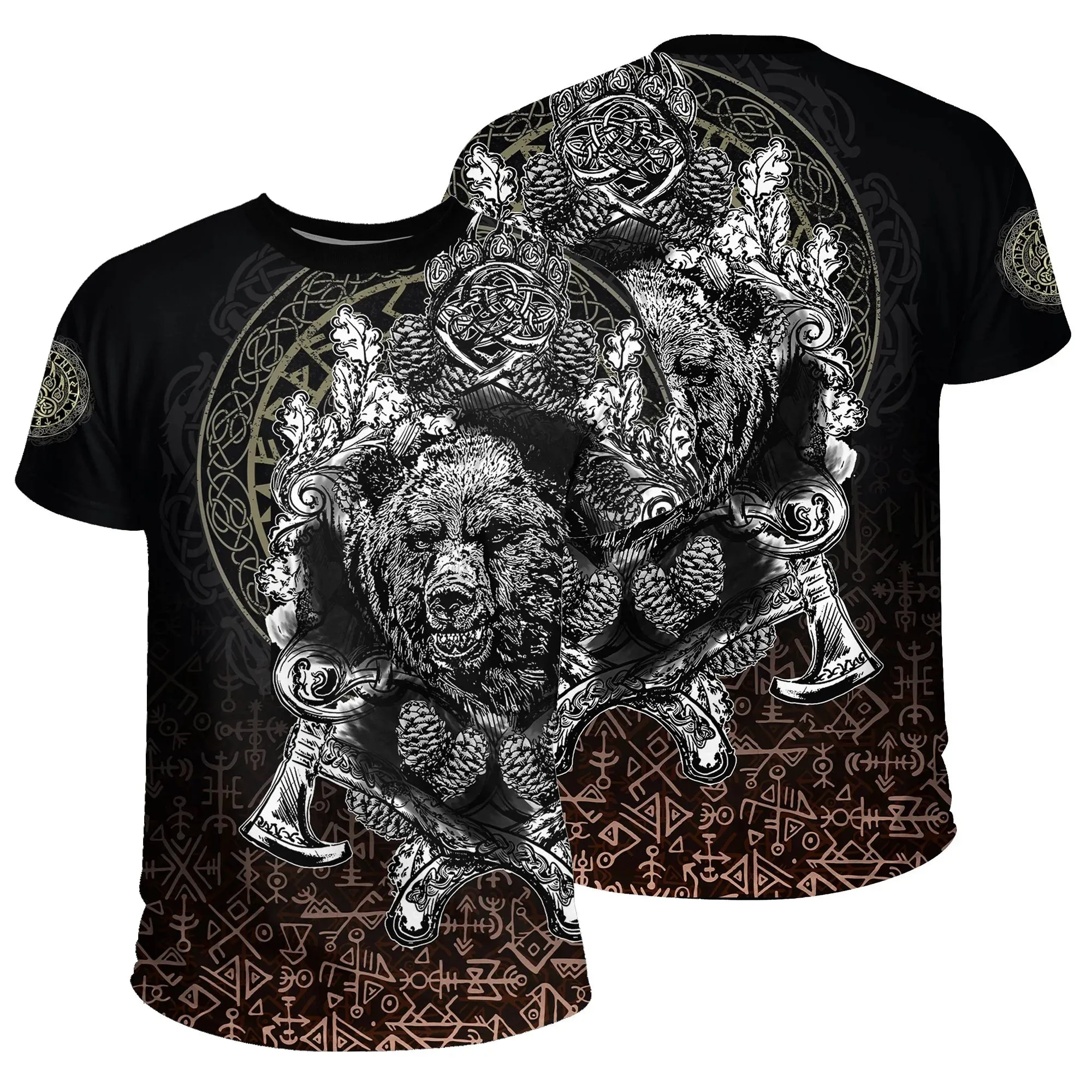 Summer 2025 Men's Oversized 3D Viking Symbol T-Shirt - Street Fashion Plus Size Breathable Top (Up to 6XL)