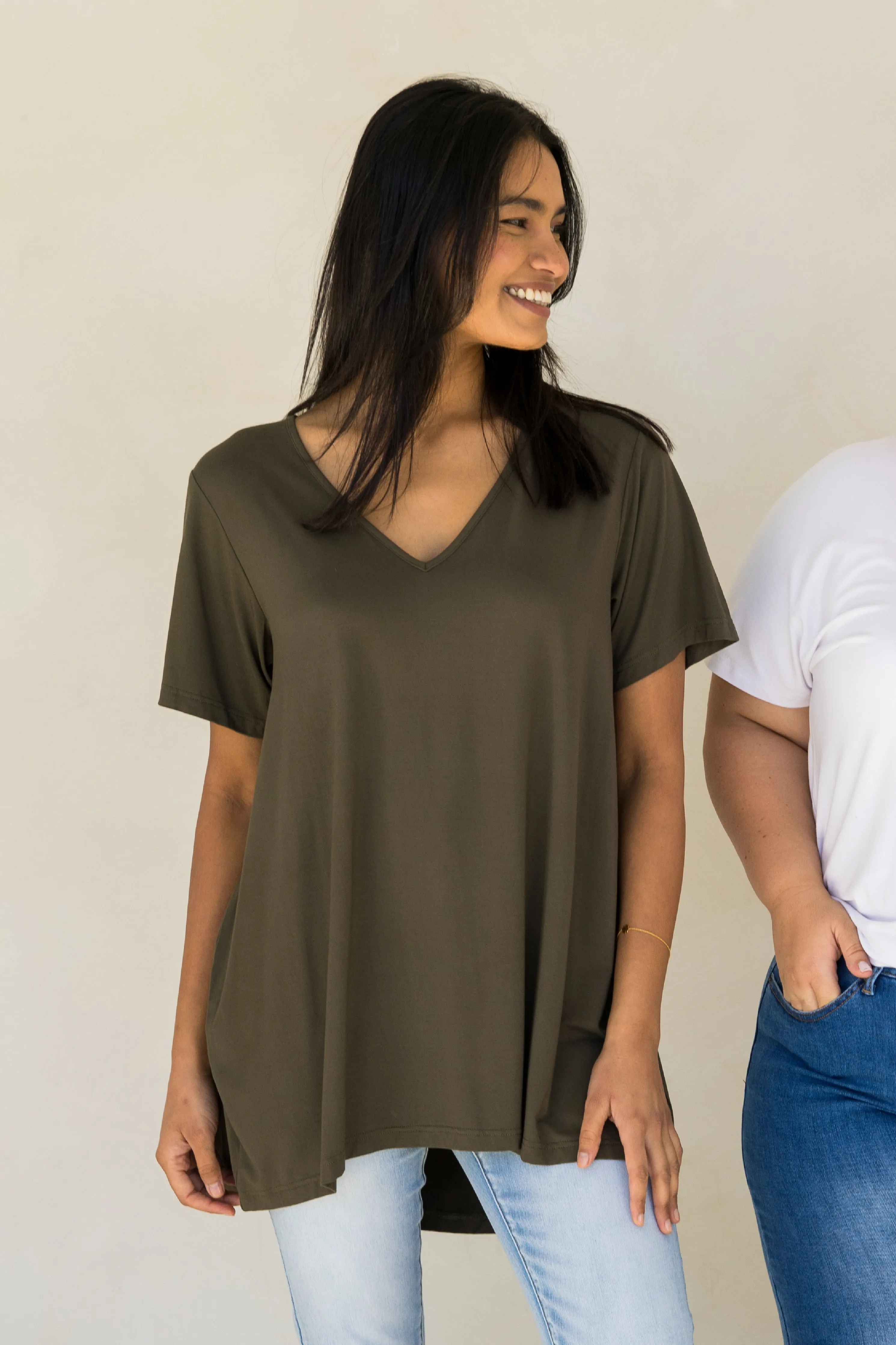 T-Shirt Top | Moss Green