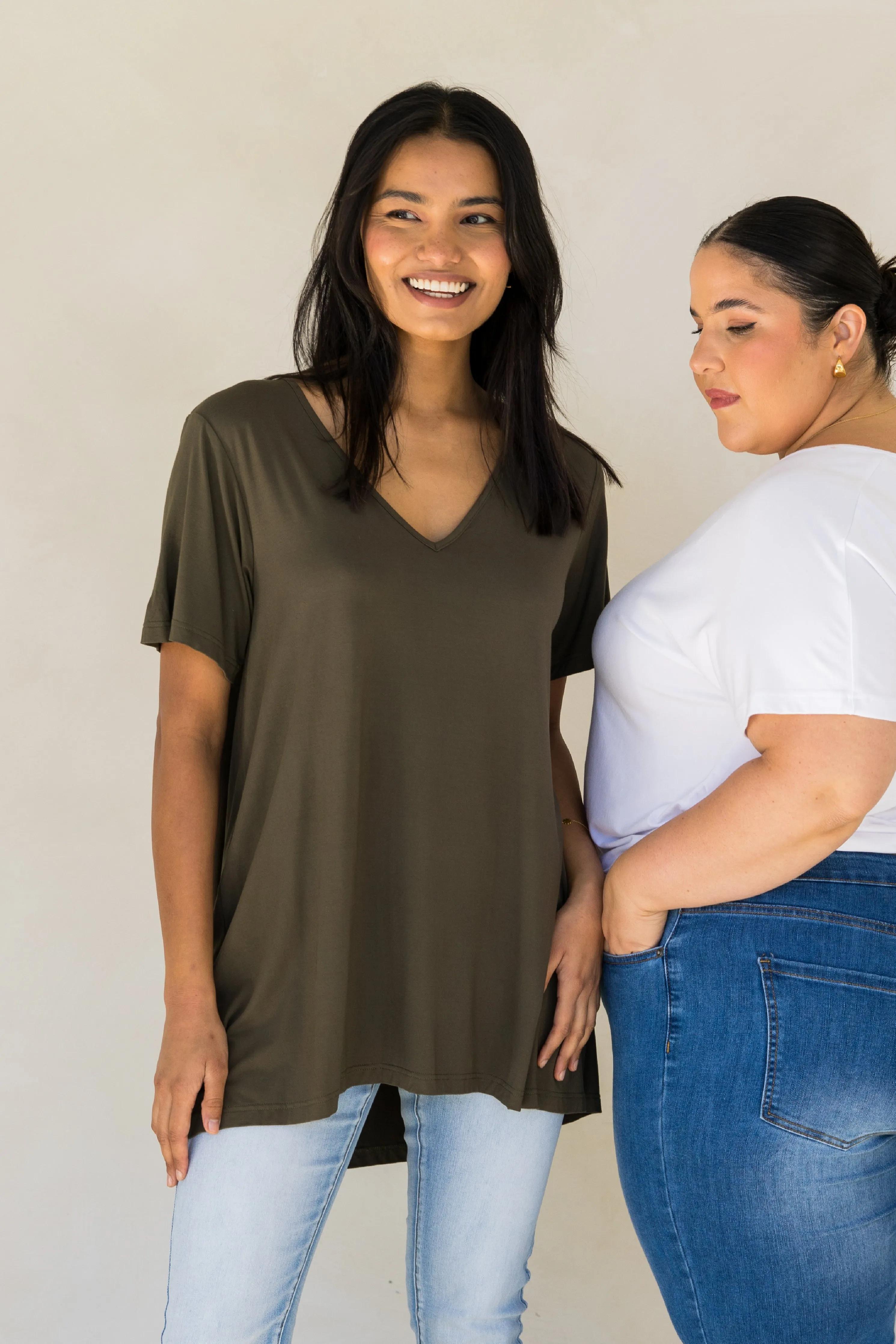 T-Shirt Top | Moss Green