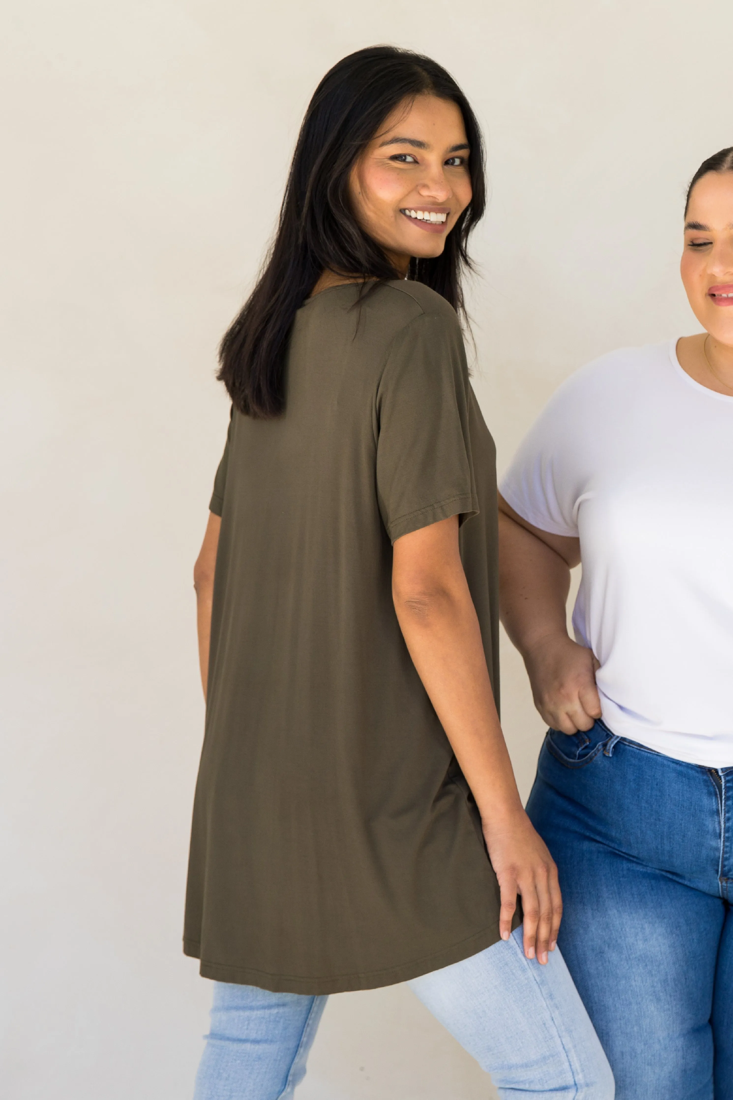 T-Shirt Top | Moss Green