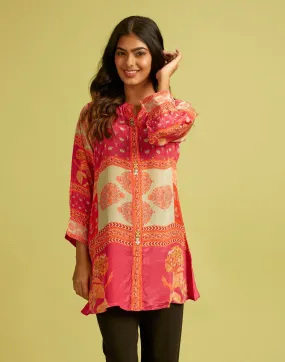 Taffy Pink Ethnic Printed Tunic Top