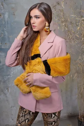 Tammy Mustard Faux Fur Scarf Collar