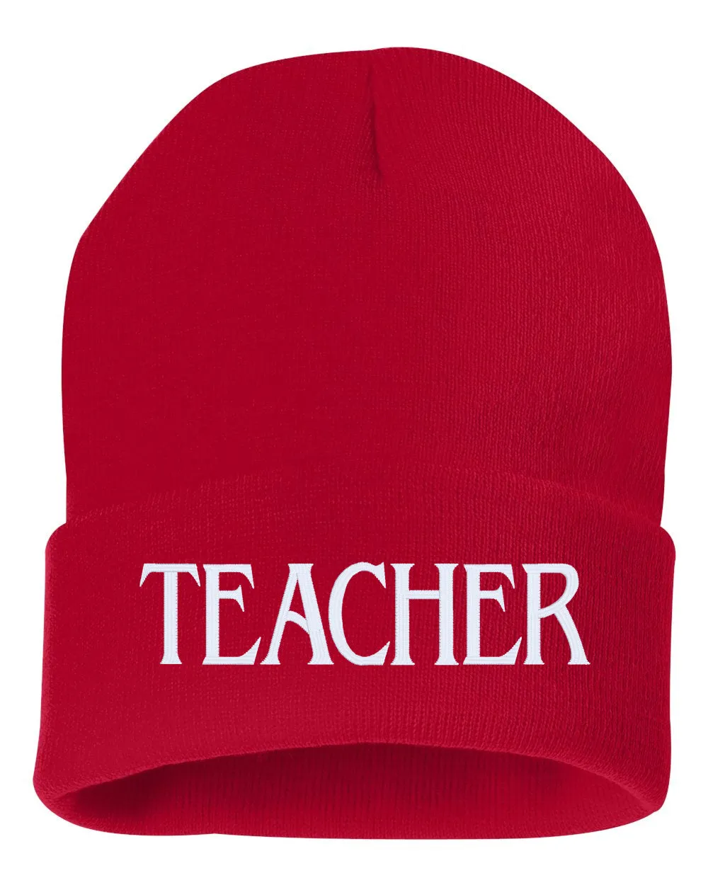 TEACHER Embroidered Cuffed Beanie Hat