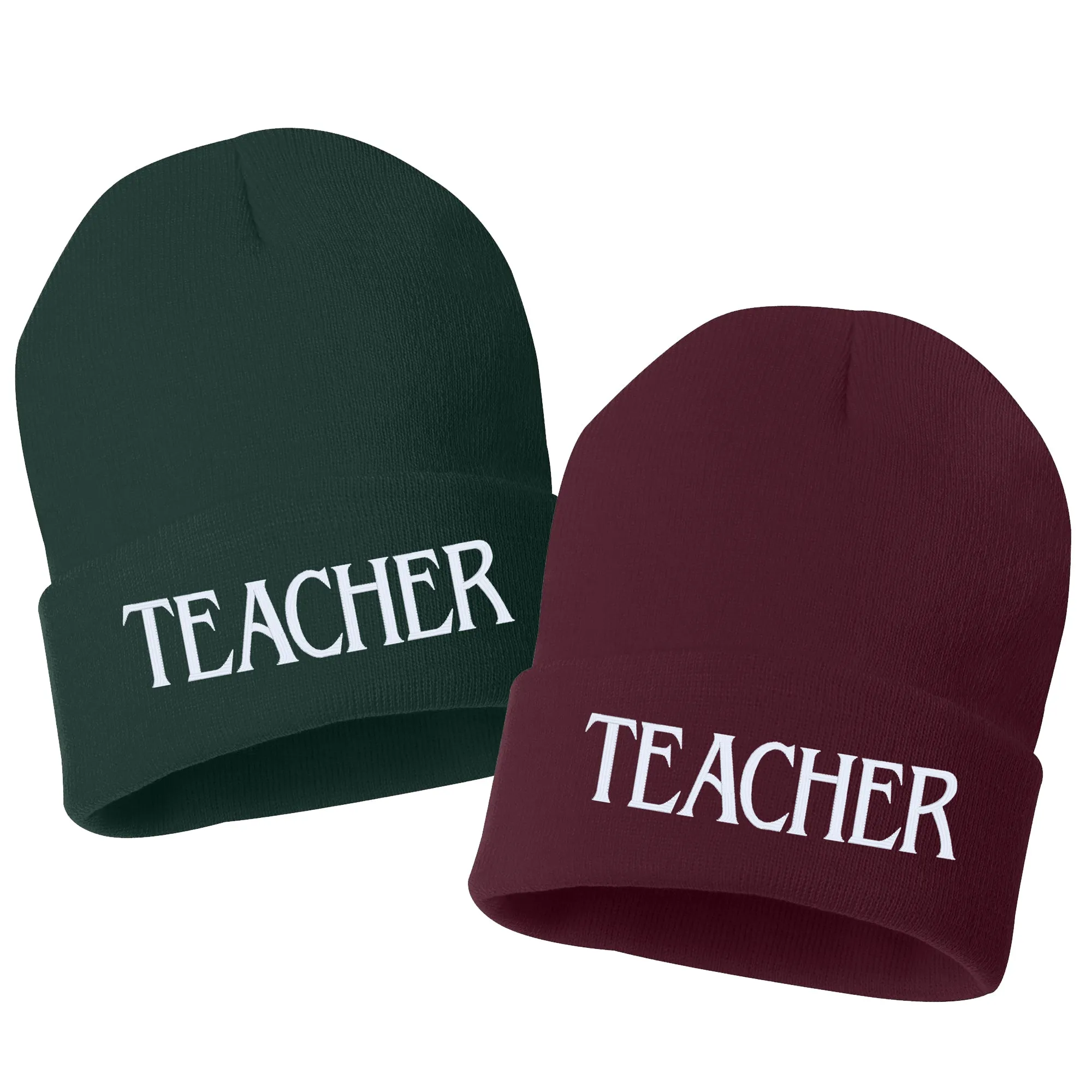 TEACHER Embroidered Cuffed Beanie Hat