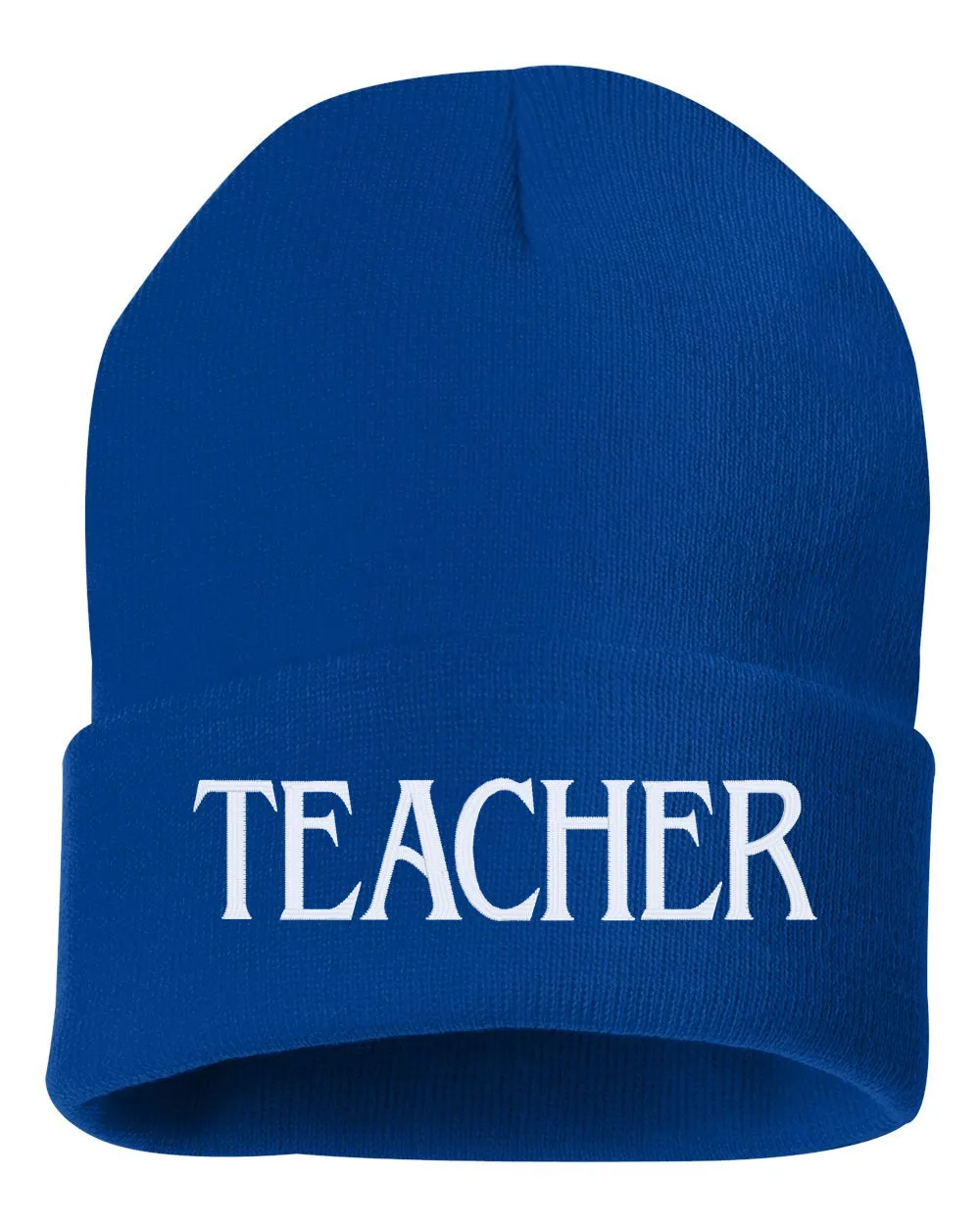 TEACHER Embroidered Cuffed Beanie Hat