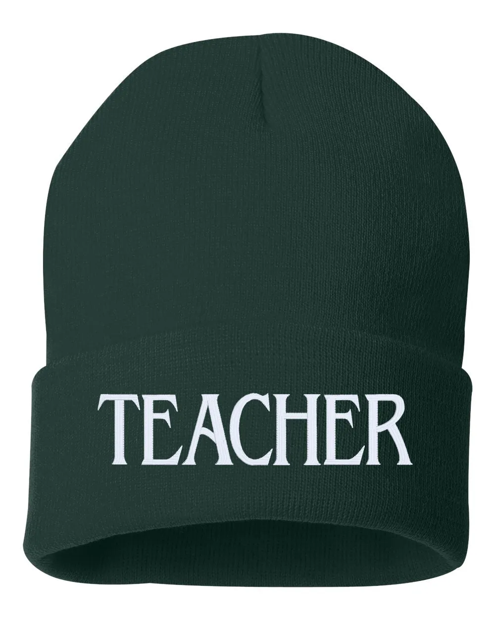 TEACHER Embroidered Cuffed Beanie Hat
