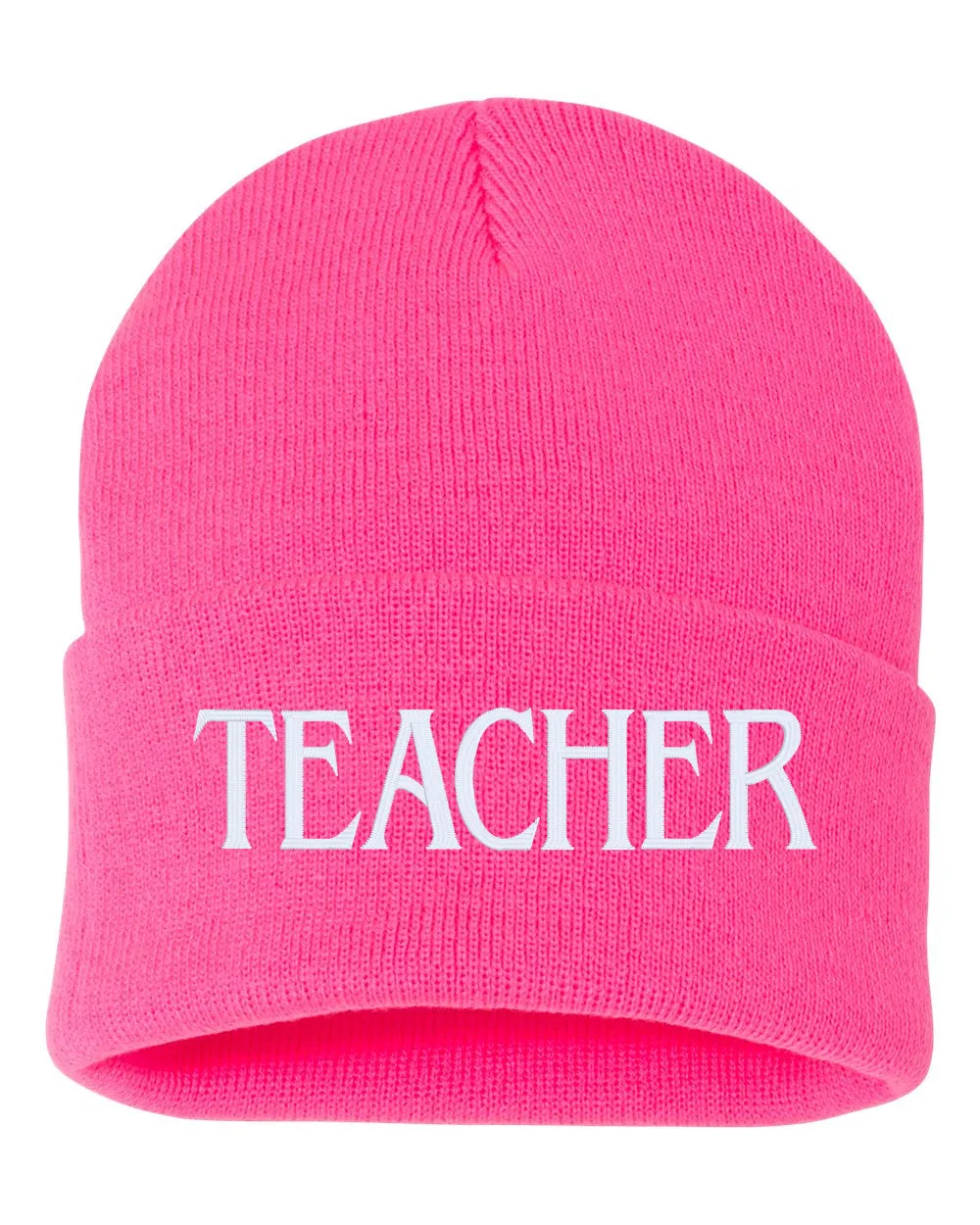 TEACHER Embroidered Cuffed Beanie Hat