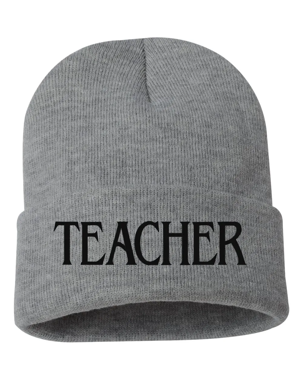 TEACHER Embroidered Cuffed Beanie Hat
