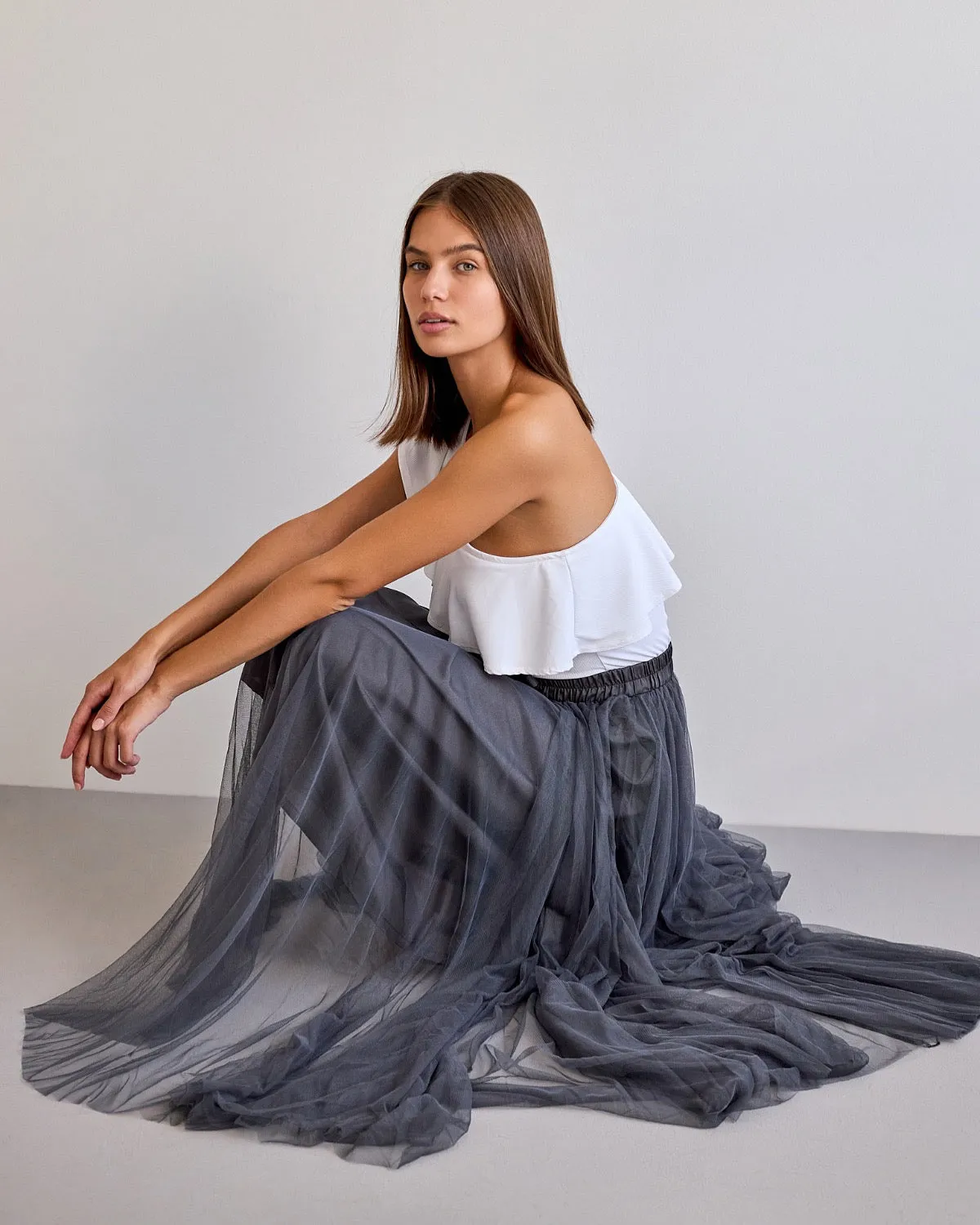 Tessa Tulle Skirt Charcoal