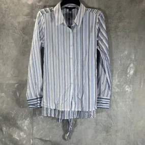 TOMMY HILFIGER Women's Bologna Blanket Blue-Stripe Tie-Waist Button-Down Tunic