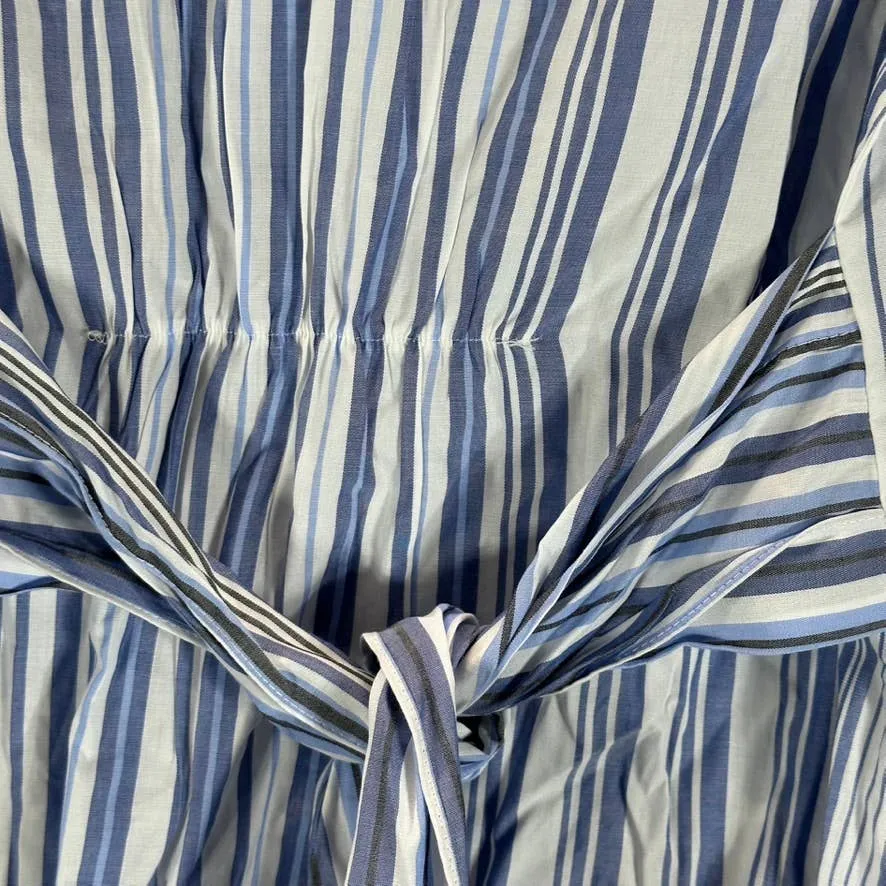 TOMMY HILFIGER Women's Bologna Blanket Blue-Stripe Tie-Waist Button-Down Tunic