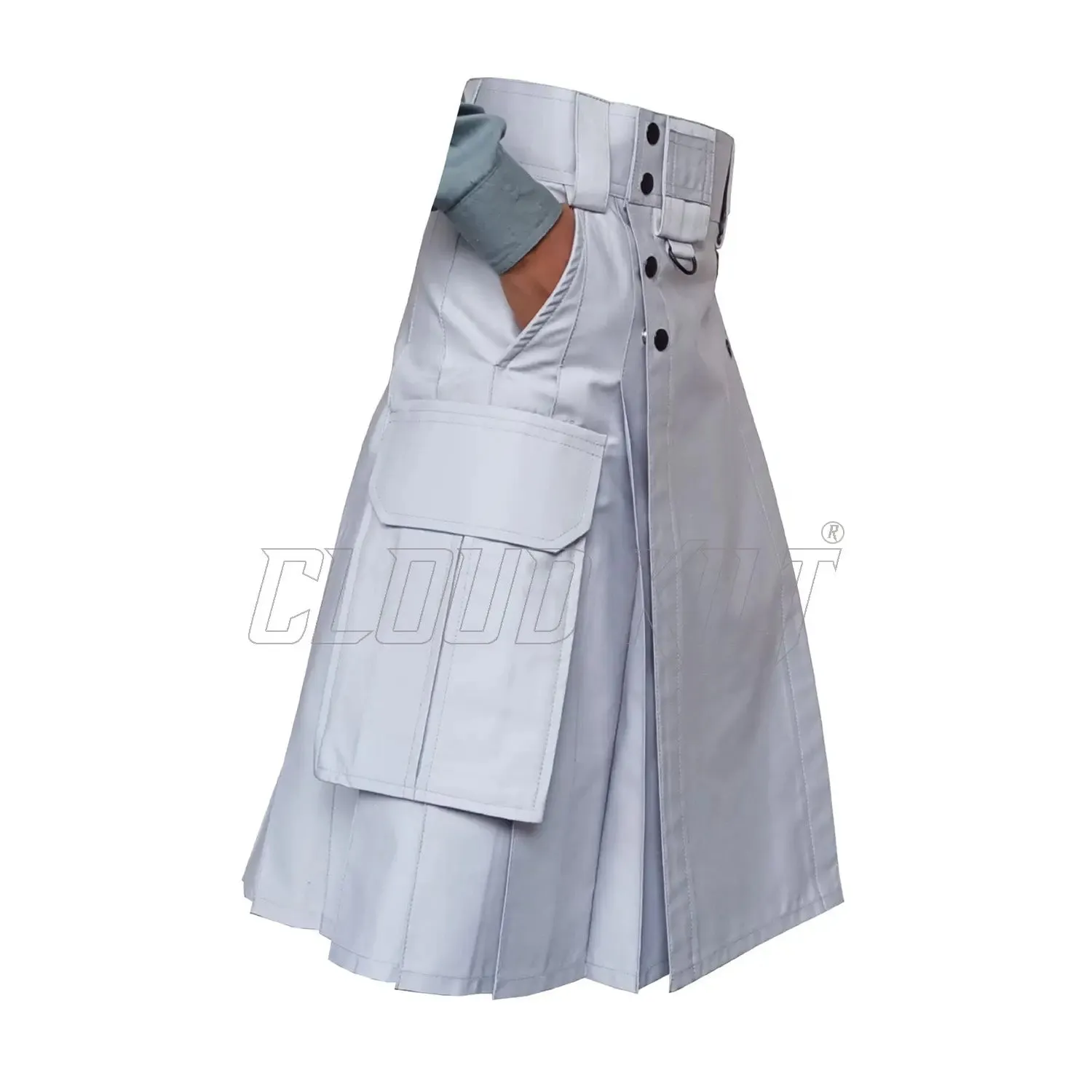 Traditional Modern Utility Kilt With Slash and Cargo Pockets