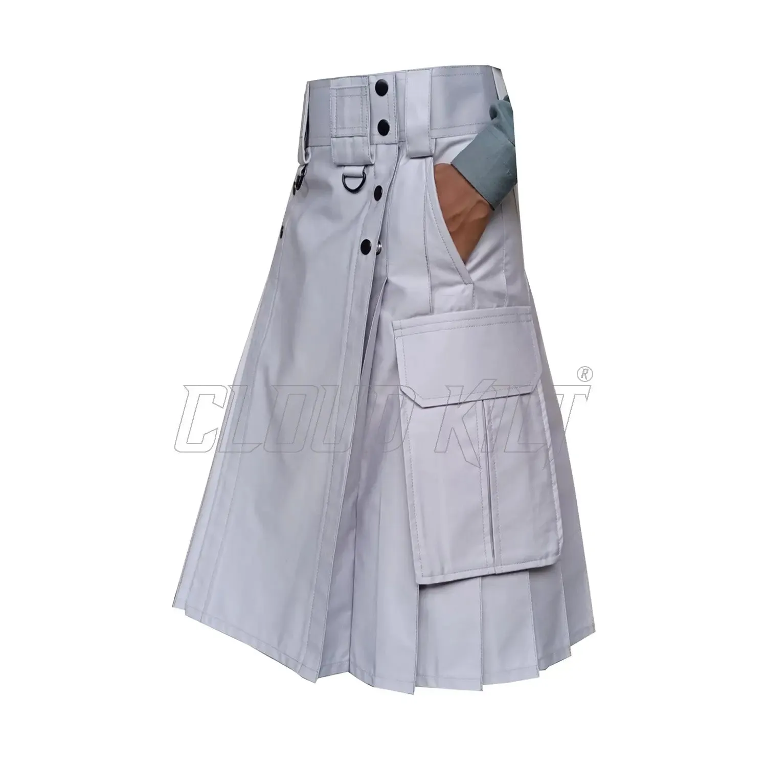 Traditional Modern Utility Kilt With Slash and Cargo Pockets