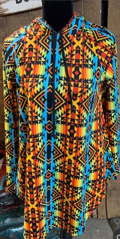 Tribal Print Tunic Hoodie