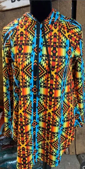 Tribal Print Tunic Hoodie