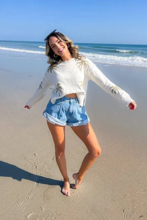 Under the Palms Cream Crop Sweater