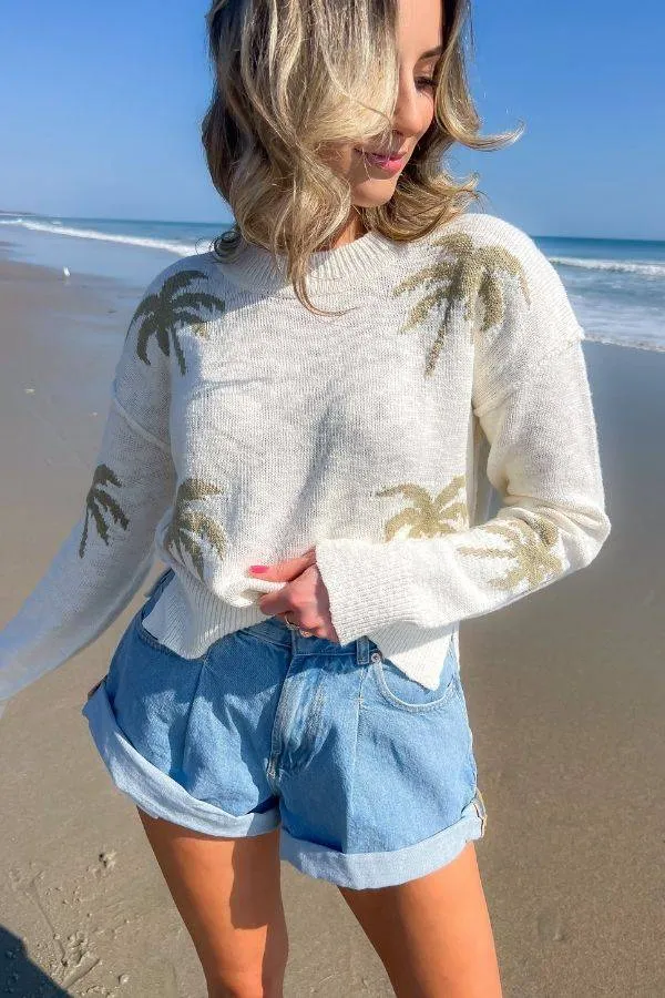 Under the Palms Cream Crop Sweater