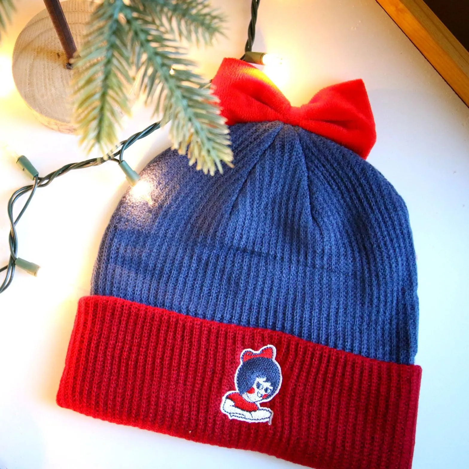 Utz Girl Logo (Blue w/ Red Bow) / Knit Beanie Cap