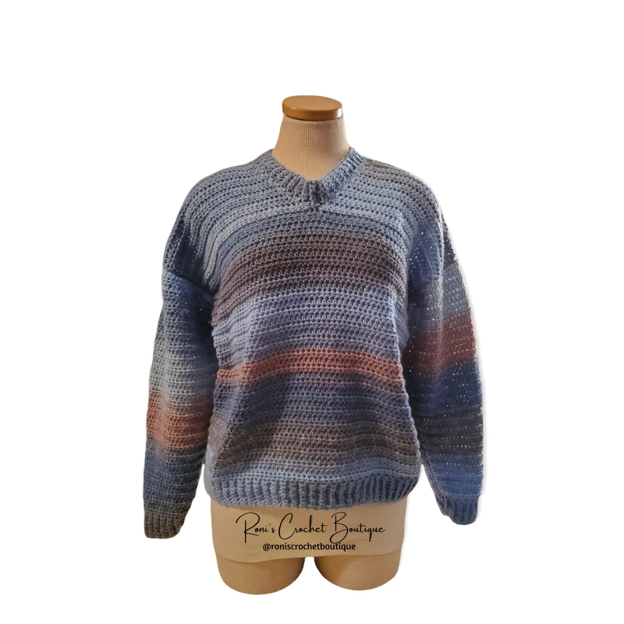 V-Neck Crochet Sweater