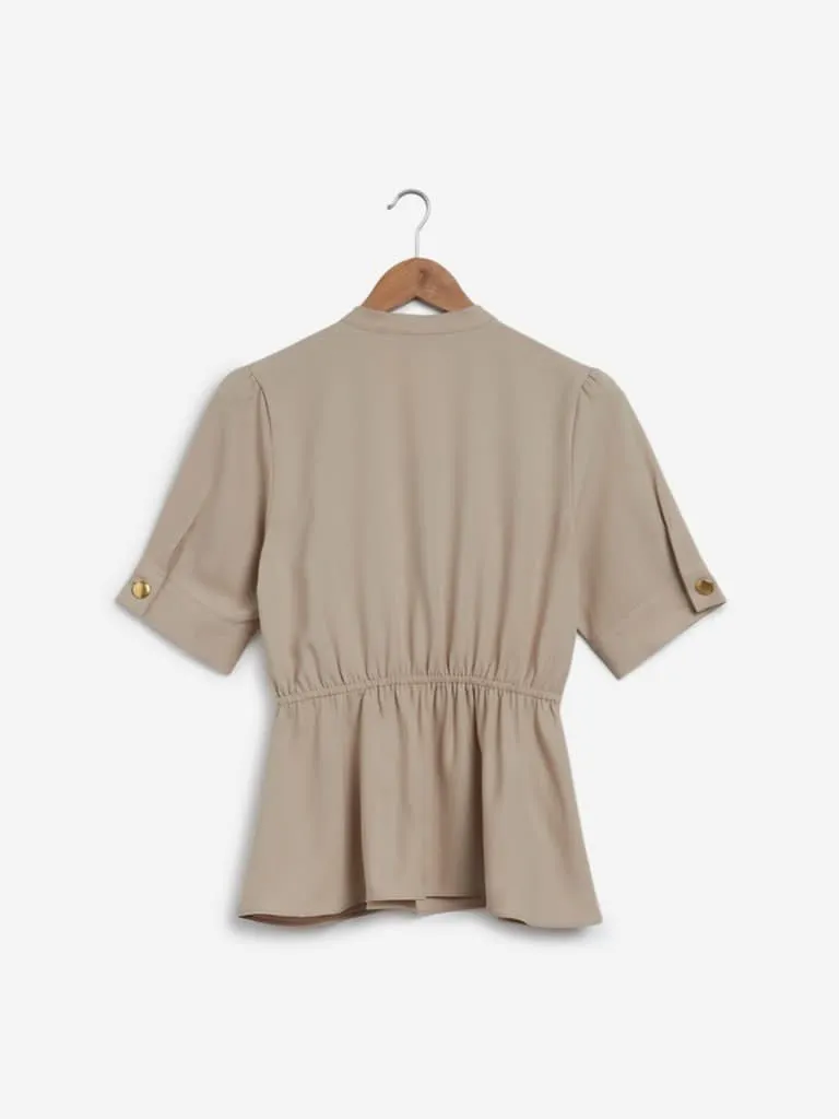 Wardrobe Taupe Peplum-Style Saige Top