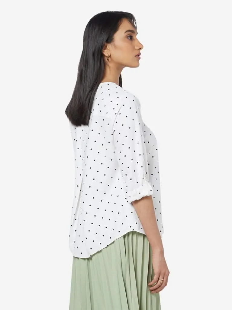 Wardrobe White Polkadot Octa Top