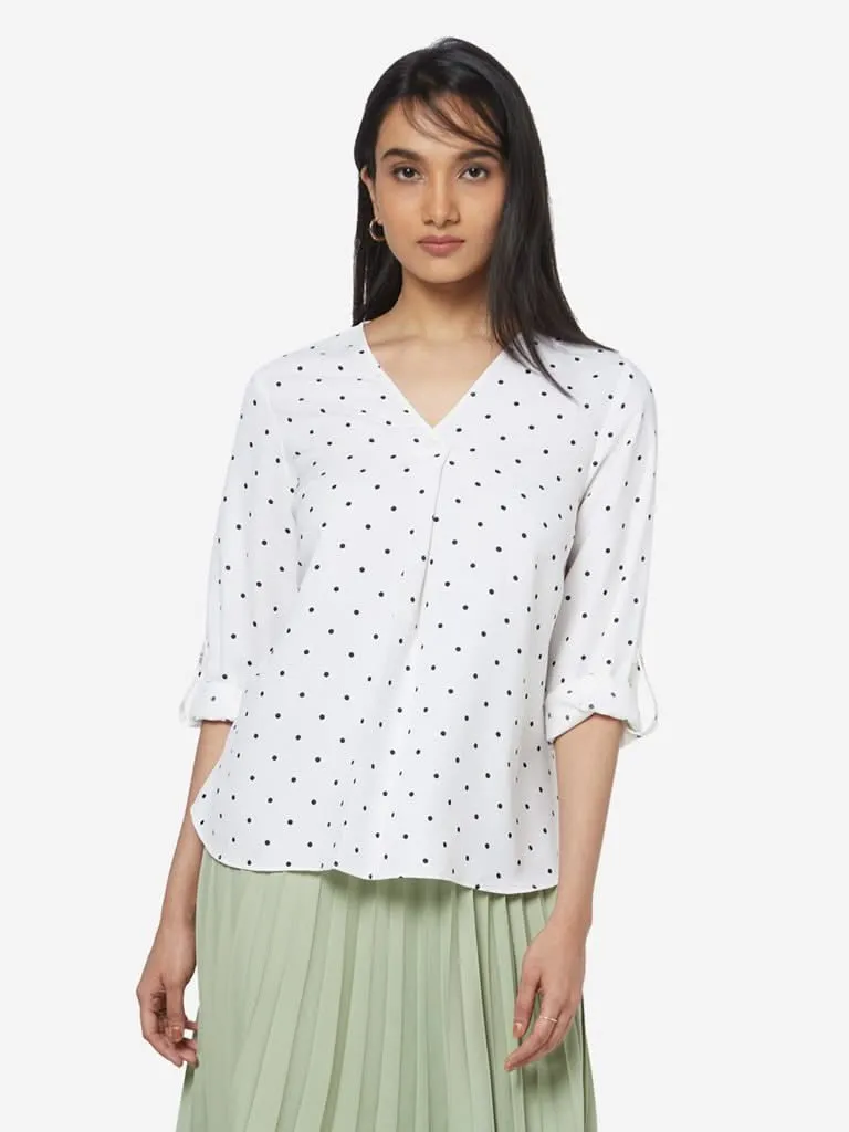 Wardrobe White Polkadot Octa Top