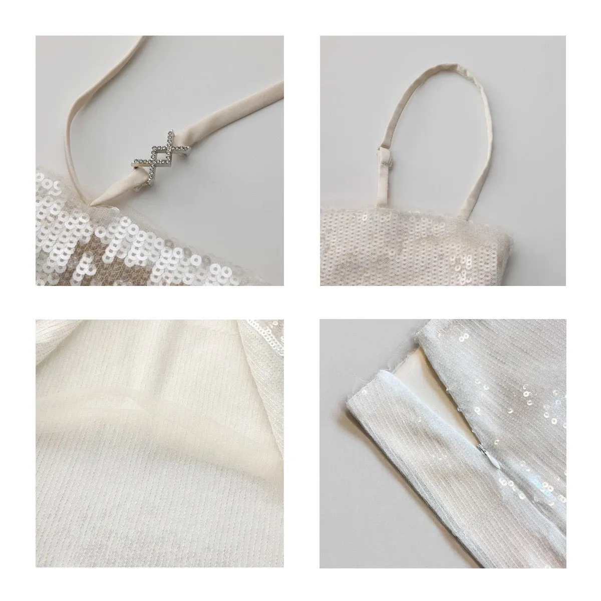White Sequined Slip Top & Maxi Skirt Set