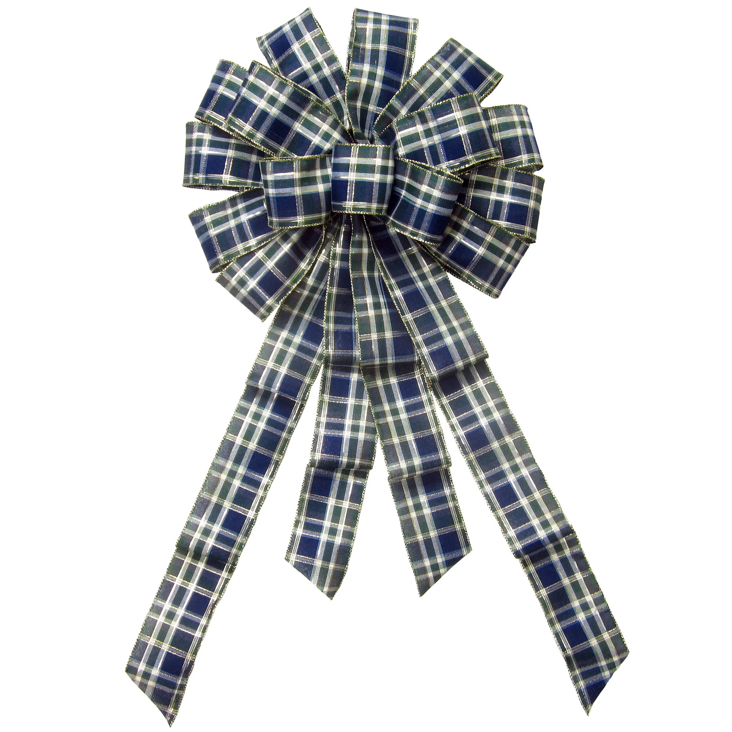 Wired Blueberry Plaid Christmas Bow (2.5"ribbon~14"Wx24"L)