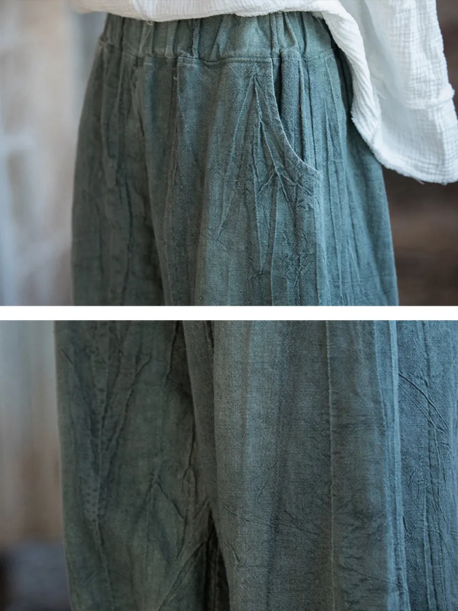 Women Summer Retro Tie-dye Pocket Loose Lantern Pants